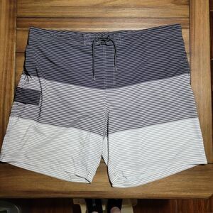 George Swim Trunks Black/Grey Stripes - Size 3XL (48-50)